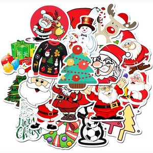 Custom Die Cut Sticker Three-dimensional double-sided snowman elk Christmas tree wall window sticker