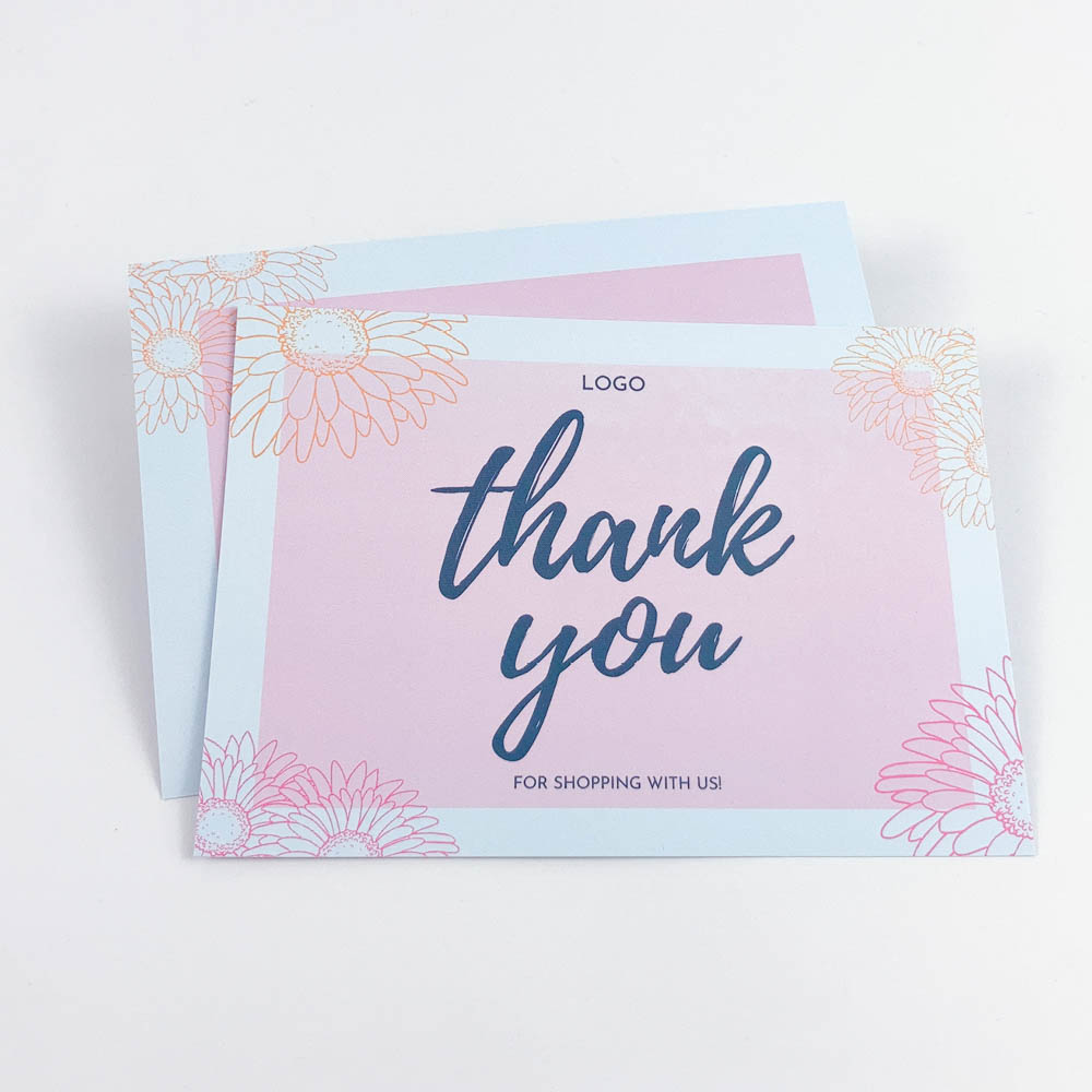 wholesale white card in stock logo printing thank you for your order paper folding cards with envelope