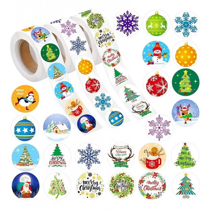 KYW Factory price high quality vinyl waterproof Christmas stickers for DIY christmas tree window sticker roll