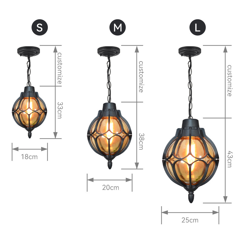 Hot sell wholesale waterproof IP44 Outside ball shape pendant lights Garden Outdoor from kors