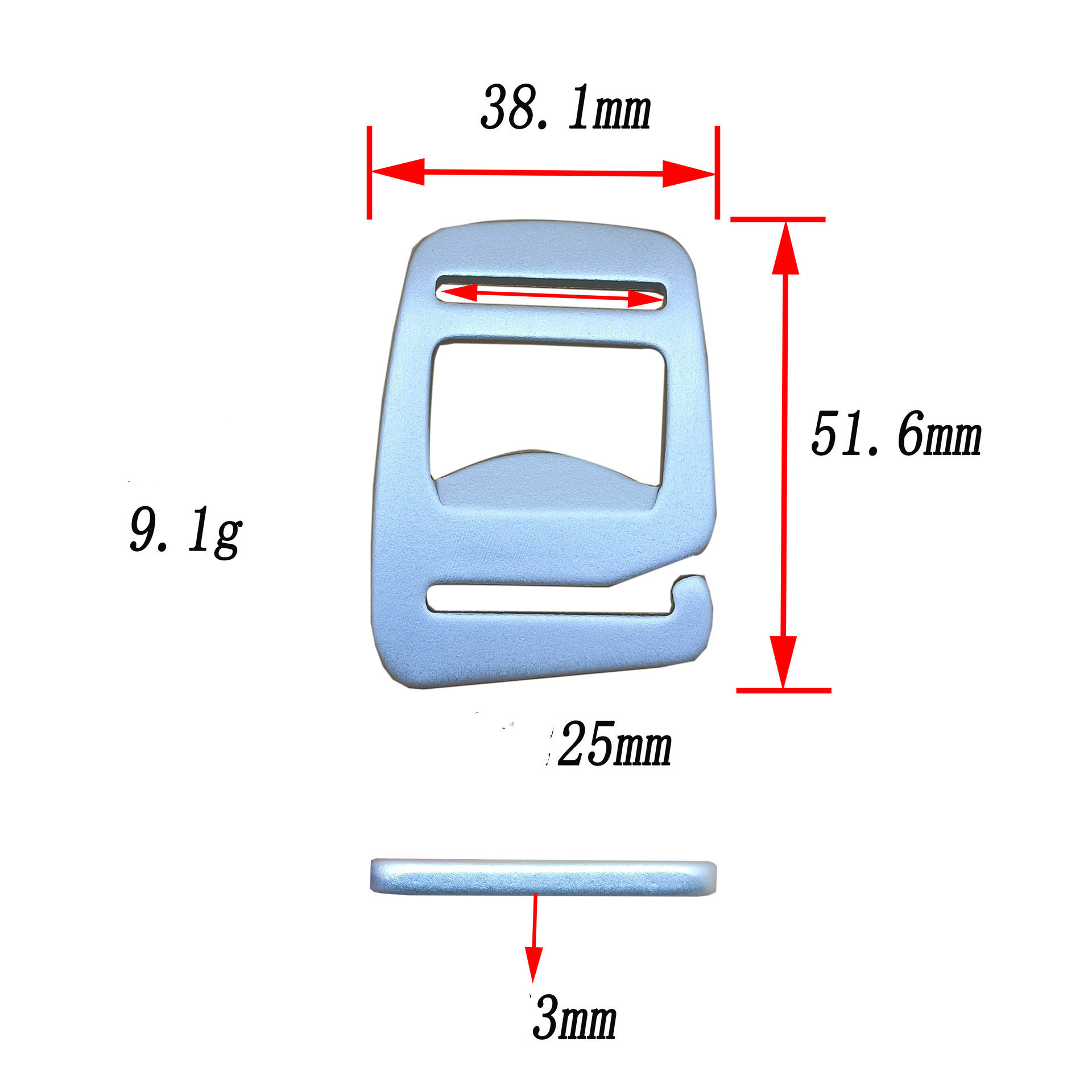 25mm custom metal aluminium buckle g hook for belt