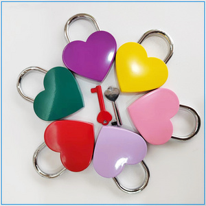 china manufacturer 33mm 39mm 59mm colorful love heart shape lock with key