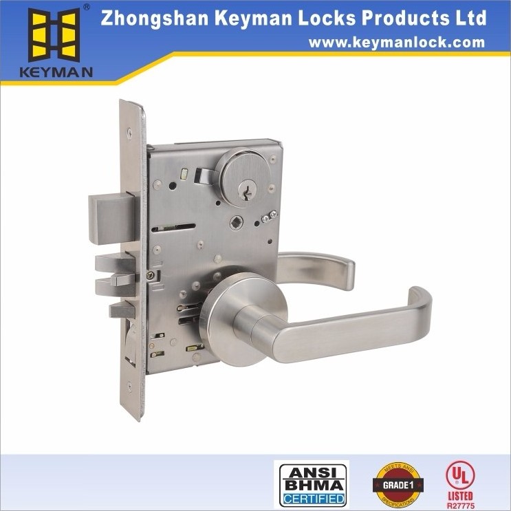 KEYMAN American ANSI Mortise Lock F05 Classroom can be Master Key Safety Door Handle Lock U.L Fire Rated 3H ANSI/BHMA Grade 1