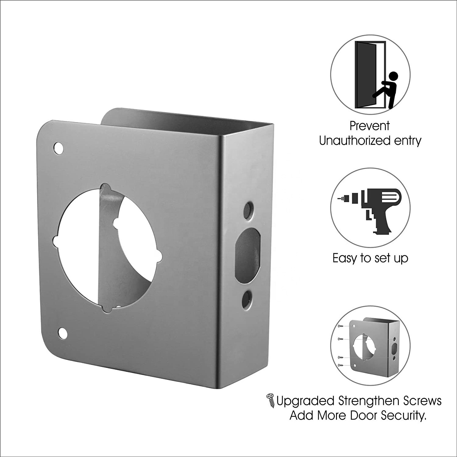 KEYMAN Lock Reinforcement 1-3/4 inch Thick by 2-3/4 inch Backset 2-1/8 inch Bore reinforcer door lock guards