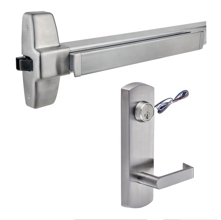 KEYMAN ANSI/BHMA Grade 1 UL305 Panic Bar Exit Device with Electrified Solenoid Outside Lever Handle Trim Lock Fire Rated Door