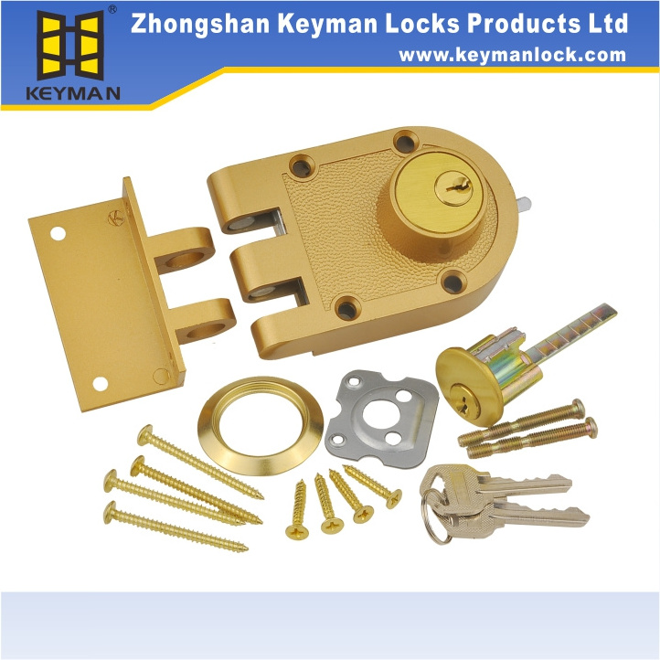 KEYMAN Jimmy Proof Rim Dead Lock Double Cylinder Rim Door Lock