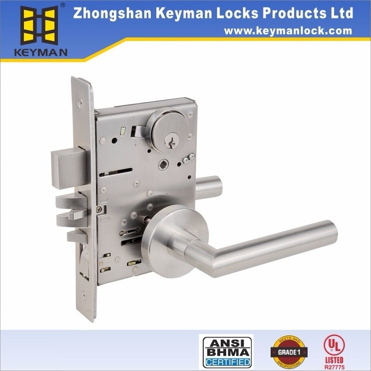 KEYMAN American ANSI Mortise Lock F05 Classroom can be Master Key Safety Door Handle Lock U.L Fire Rated 3H ANSI/BHMA Grade 1