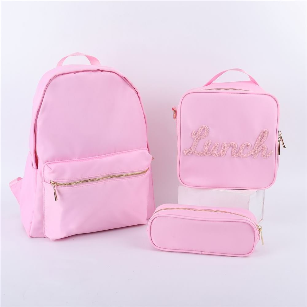 Keymay 3 PCS School Bags Set Kids Pencil Case Set Nylon Waterproof Backpack With Lunch Bag Pencil Case