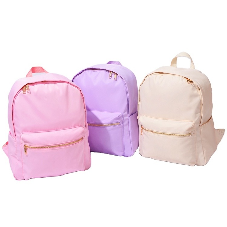 Keymay RTS Candy Color custom waterproof  Patches Personalized Backpacks Travel Outdoor Hiking School Bag Nylon Backpack Kids