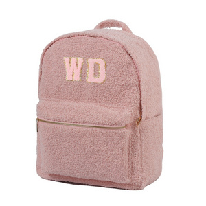 Custom Mohair Fashion Women Cartoon Shopping Bags Kids School Cute Children Students Schoolbag Fuzzy Teddy Mini Plush Backpack