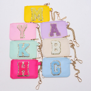 Ins Hotsale Cute Small Candy Color Women Nylon Zippered Pouch Mini Coin Purse Keychain for Kids