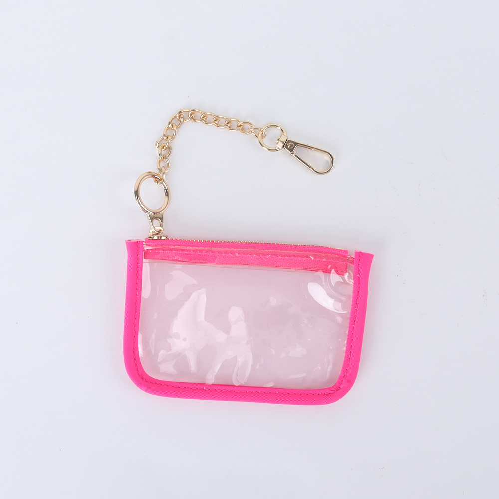 New Transparent Pvc Change Coin Wallet Case Chain Ring Pouch Car Keychain Personalized Coin Purse Mini Key Storage Cute Coin Bag