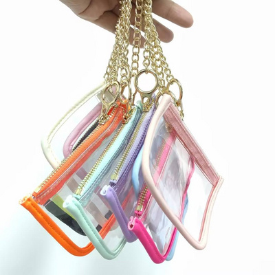 New Transparent Pvc Change Coin Wallet Case Chain Ring Pouch Car Keychain Personalized Coin Purse Mini Key Storage Cute Coin Bag