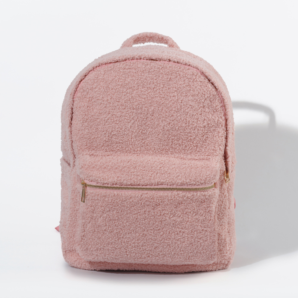 Custom Mohair Fashion Women Cartoon Shopping Bags Kids School Cute Children Students Schoolbag Fuzzy Teddy Mini Plush Backpack