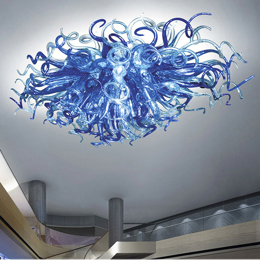 Keyming lighting custom contemporary hotel blown lace large glass flush mount ceiling light