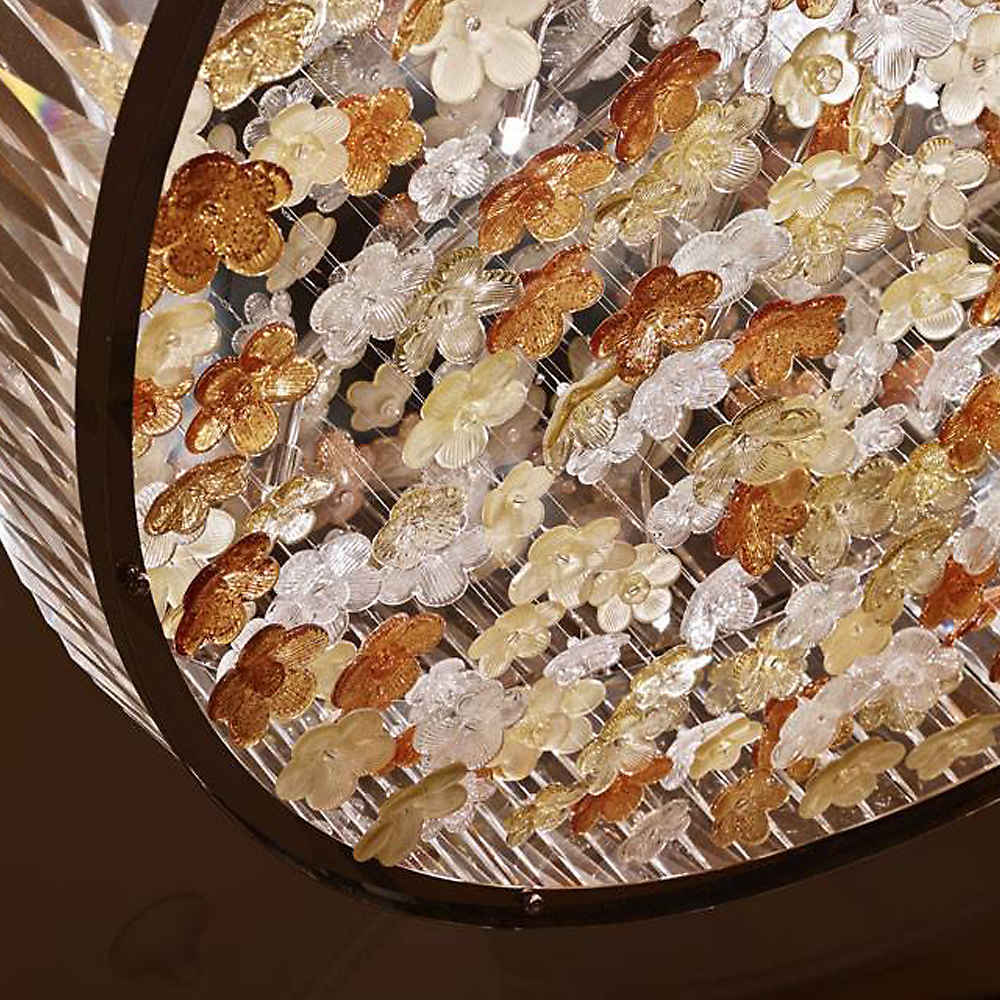 Custom modern hotel large flush mount round hanging golden crystal ceiling chandelier