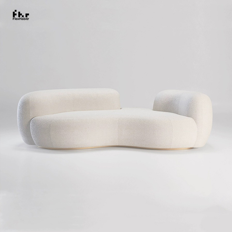 Hotel or living room furniture Set khaki fabric C shaped Modern Velvet European Curved Sofas