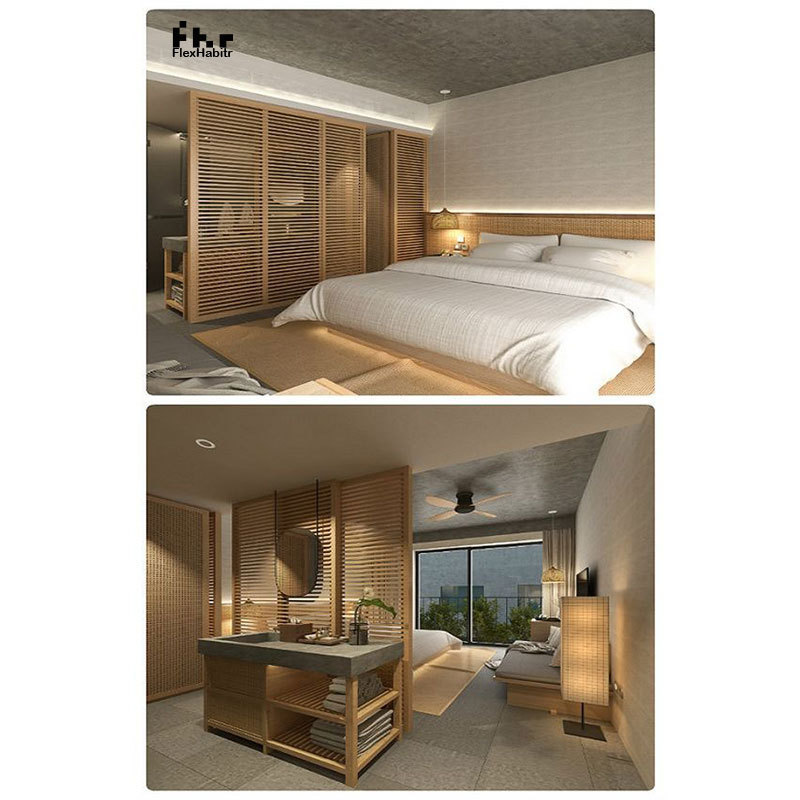 New design commercial apartment project complete solid wood room set luxury master bedroom furniture set