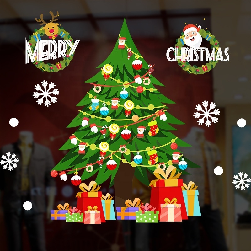 Christmas Wall Stickers Double-sided Static Window Glass Stickers Christmas PVC Self-Adhesive Wall Stickers