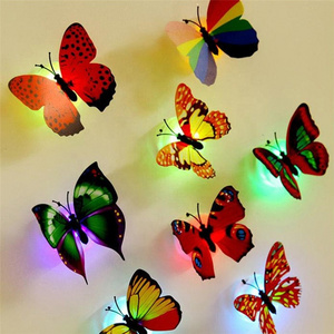 Colorful Changing Butterfly LED Night Light Lamp Home Room wedding Party Desk Wall Decor Stickers