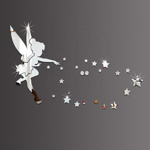 Fairy Angel Acrylic Mirror Wall Stickers 3D DIY Angel In The World Star Mirror Wall Sticker