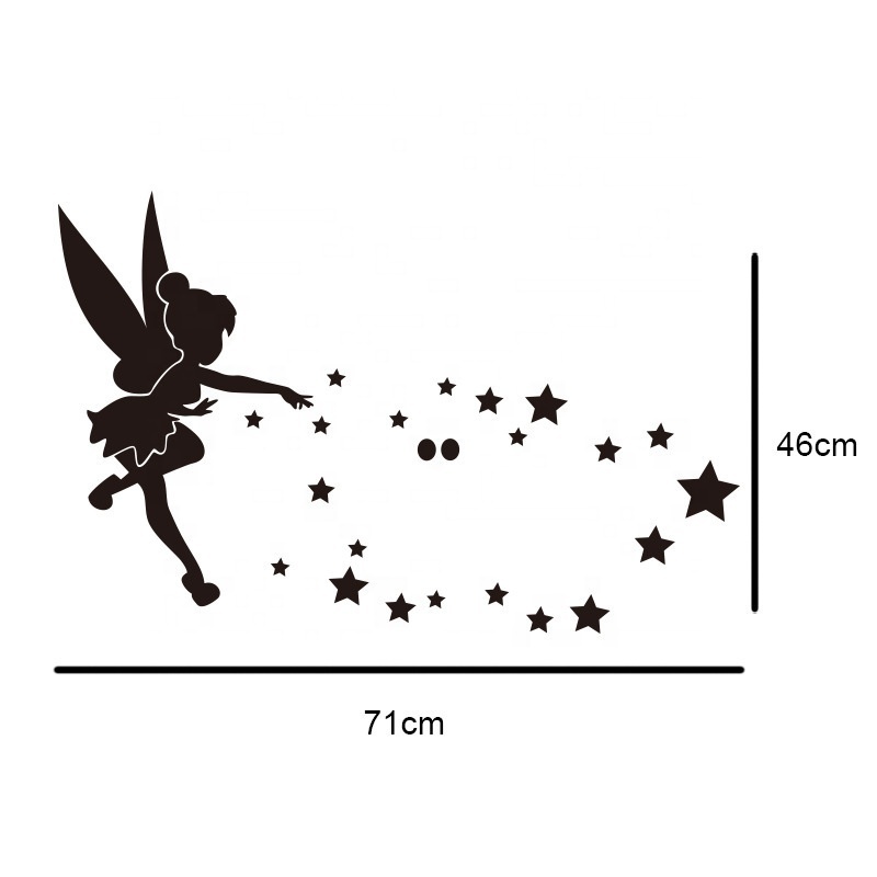 Fairy Angel Acrylic Mirror Wall Stickers 3D DIY Angel In The World Star Mirror Wall Sticker