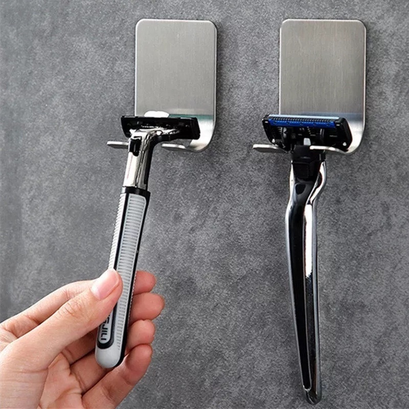 1Pcs Shaving Razor Holder Shower Stainless Steel Bathroom Wall Razor Rack Men Shaver Shelf Hanger Kitchen Adhesive Storage Hook