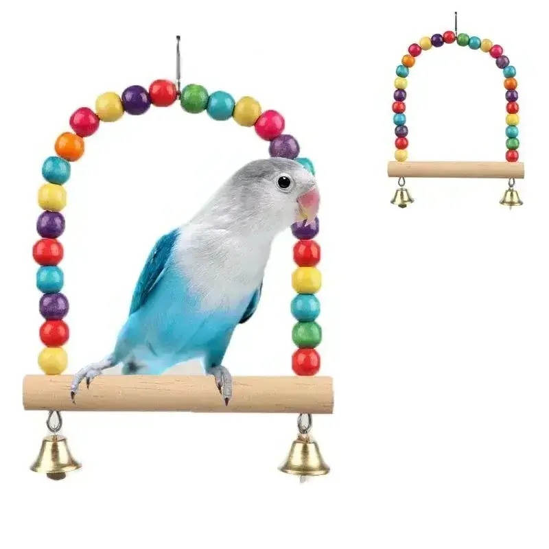 Pet Toy Bird Swing Toys Parrot Wooden Swing Stand Pet Supplies