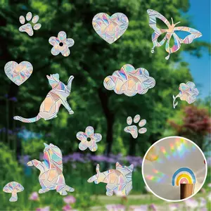 Rainbow Prism Electrostatic Glass Stickers PVC Leaves Static Window Stickers Suncatcher Sticker Sun Catcher Wall Decal