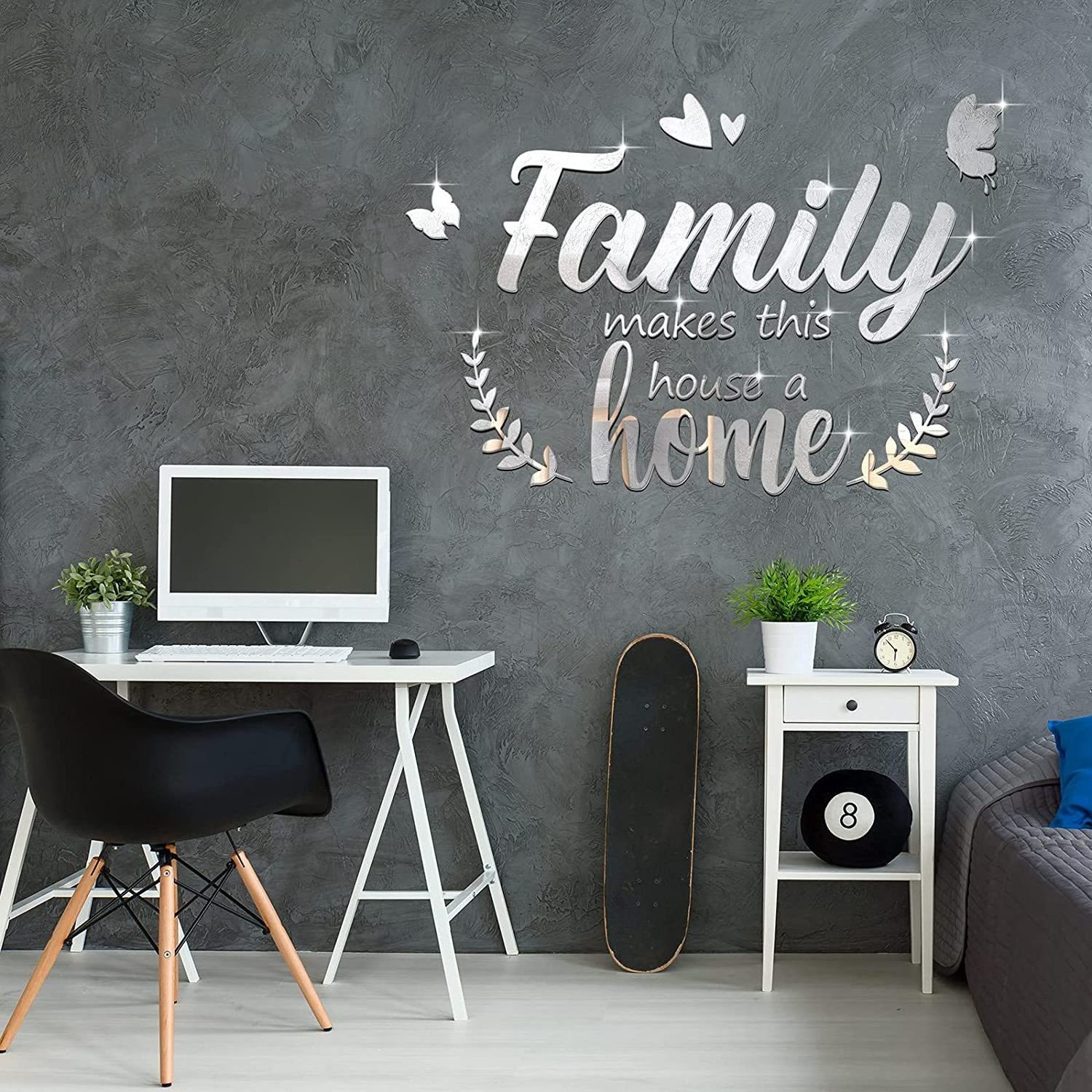 3D Acrylic Mirror Decal Wall Decor Stickers Family Letter Quotes Wall Stickers Removable DIY Family Butterfly Mirror Sticker