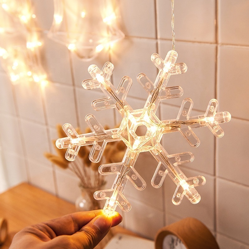 Christmas bell snowman star lights window decor LED sucker lights Battery power Christmas garland for Home Decor