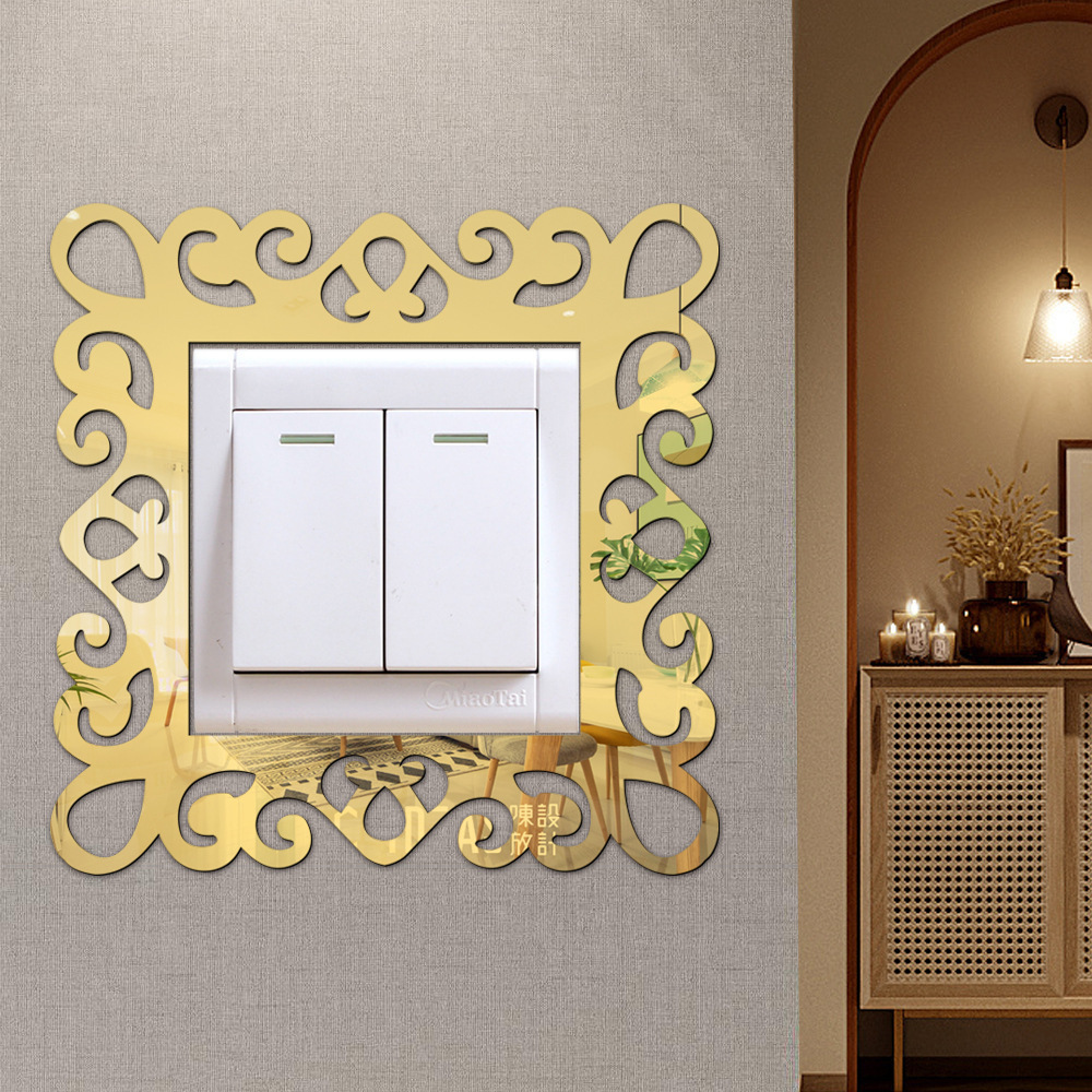 Self-Adhesive Panels Wall Sticker Acrylic Light Switch Cover Mirror Face Stickers On The Wall Home Decoration Photo Frame Shape