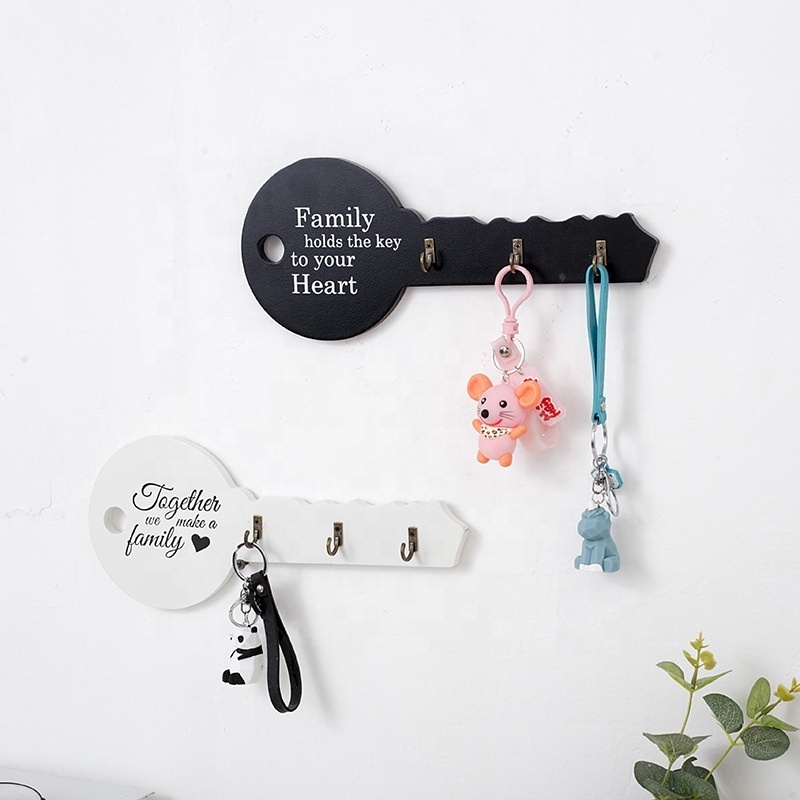 Retro Wood Wall Mount Hook Key Holder Key Shape Hook Storage Rack Hanger Decor Hanging Gifts Home Entrance Door Wall Organizer