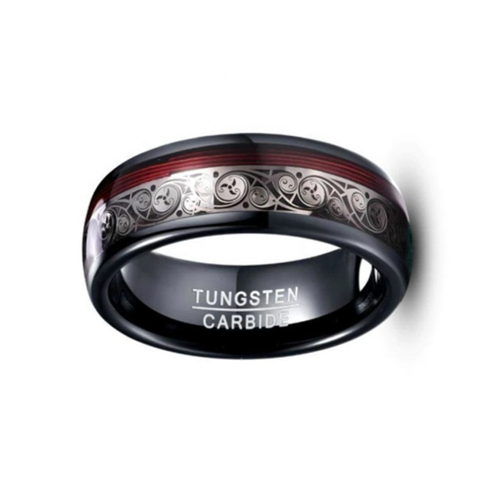 8mm Wholesale New tungsten ring inlaid with flower pattern men's ring