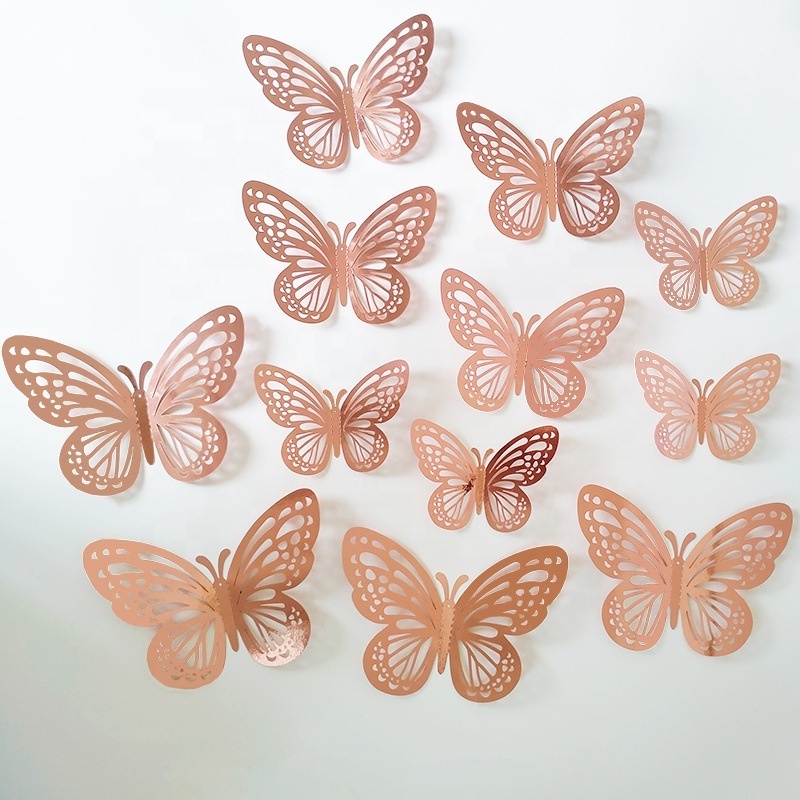 12pcs Retail Pack Butterfly Wall Sticker for Wall Decoration Balloon Garland Arch Kits Party Decor Supplies Butterfly Stickers