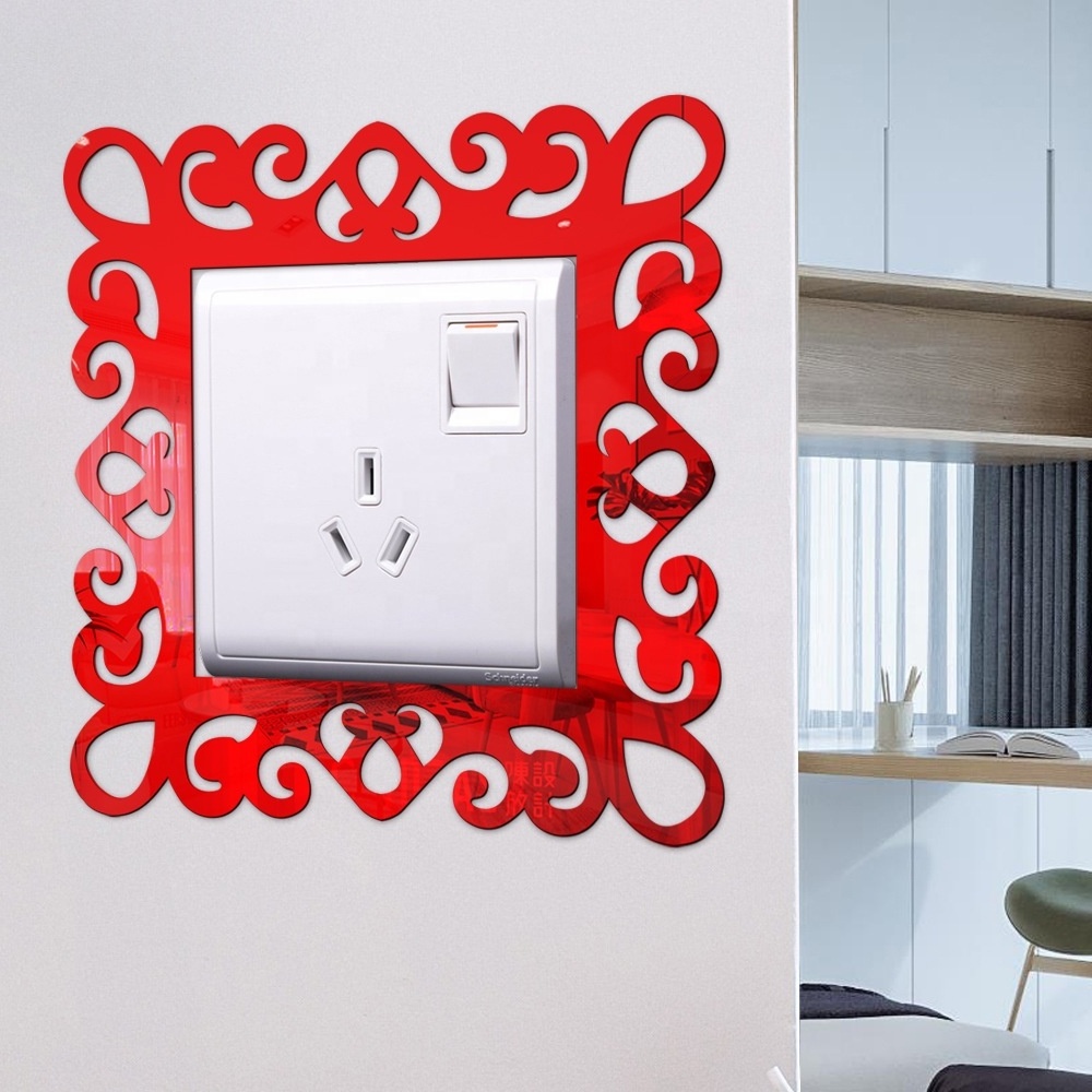 Self-Adhesive Panels Wall Sticker Acrylic Light Switch Cover Mirror Face Stickers On The Wall Home Decoration Photo Frame Shape