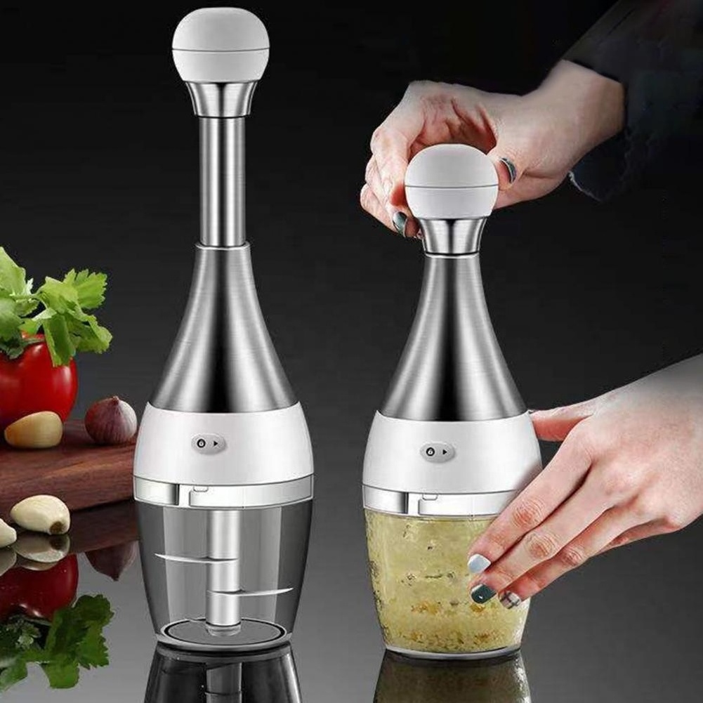 Garlic Paste Chopper Bowling Ball Shape Press Snap Stainless Steel Manual Onion Chopper Garlic Crusher Fruit Vegetable Tools