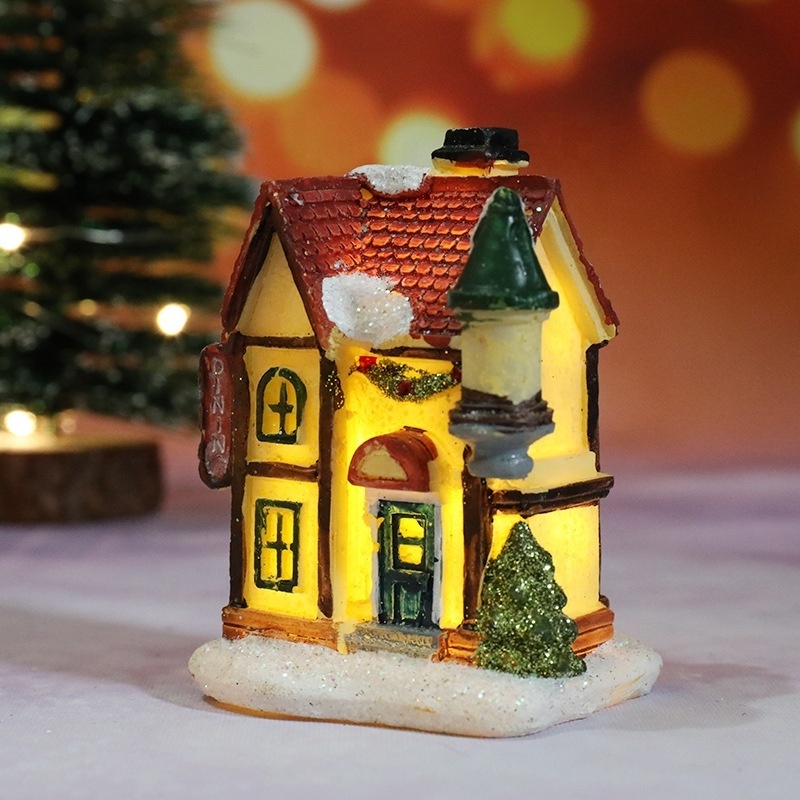 Holiday Christmas Led Light Village House Model Winter Snow Scene Landscape Merry Christmas Decorations Christmas Ornaments