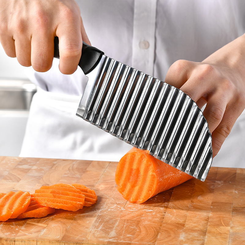 Crinkle Potato Cutter Stainless Steel Waves French Fries Slicer Handheld Chipper ChopperVegetable Salad Chopping Knife