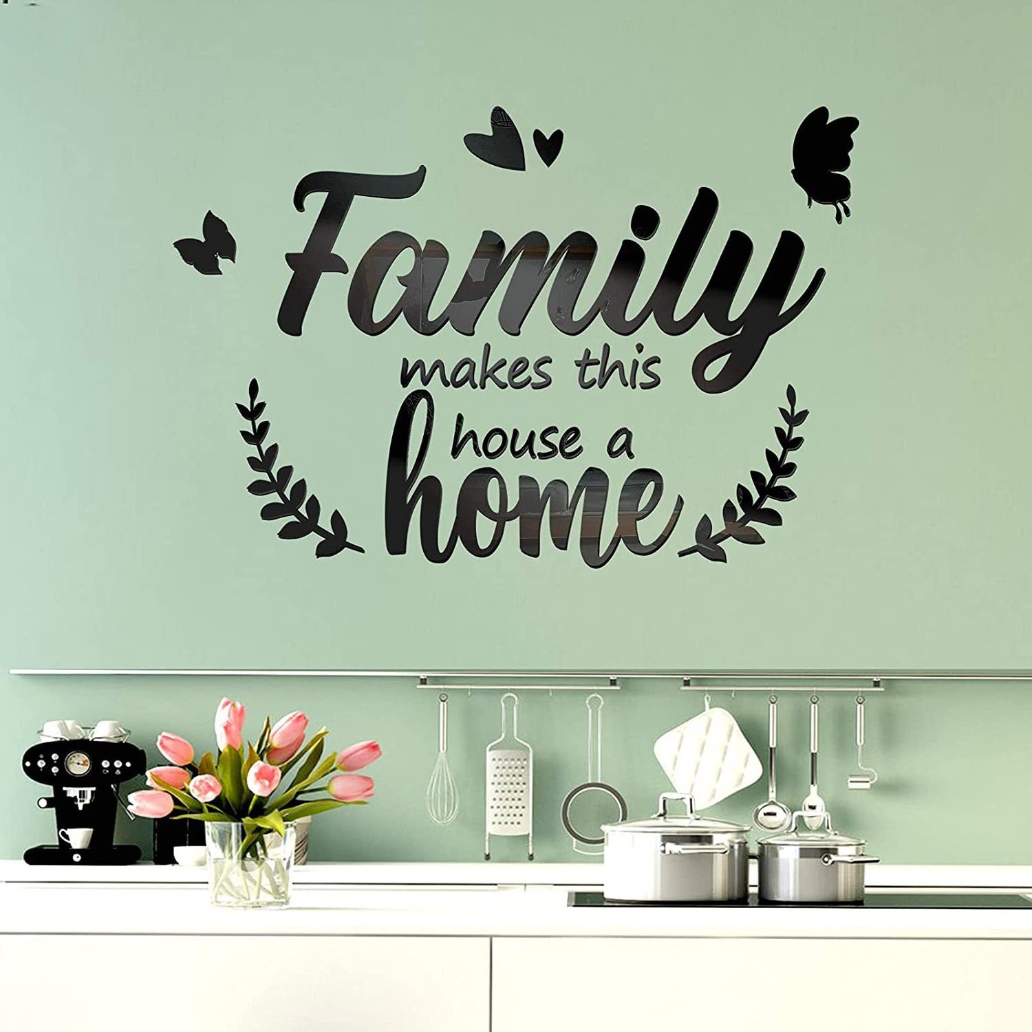 3D Acrylic Mirror Decal Wall Decor Stickers Family Letter Quotes Wall Stickers Removable DIY Family Butterfly Mirror Sticker