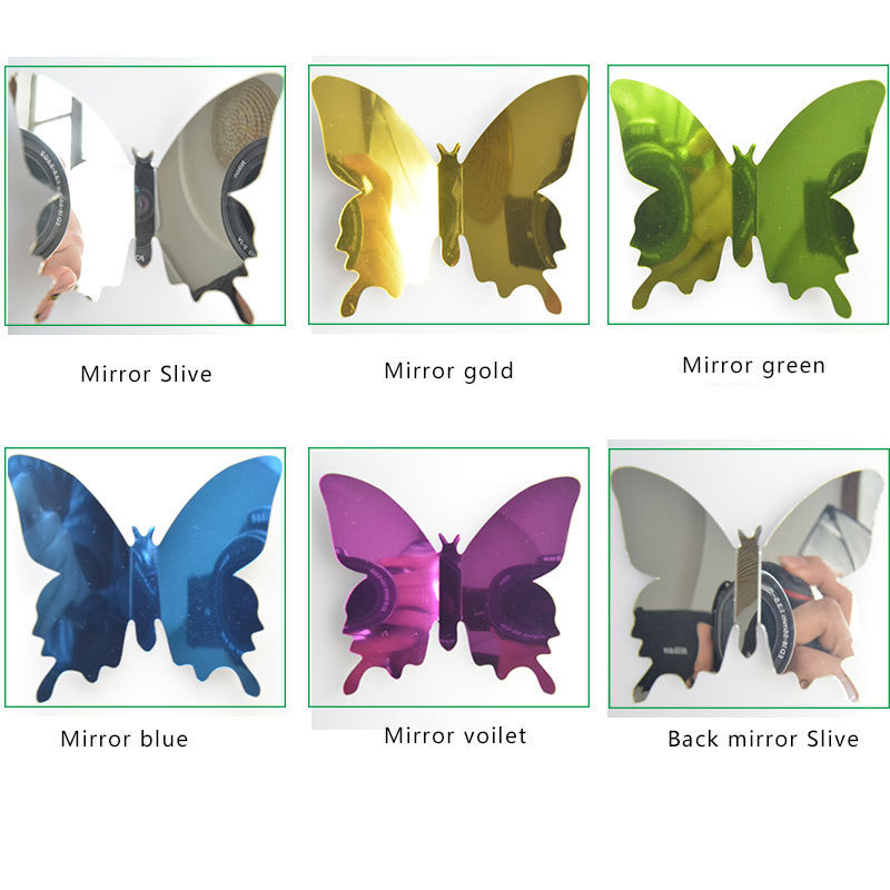 12pcs 3D Butterfly Mirror Wall Stickers Butterflies Wall Decal Removable DIY Wall Art Party Wedding Decor for Home Decorations