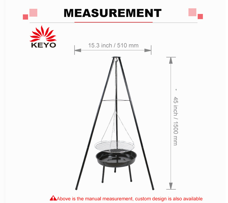 Adjustable Height Portable Barbecue Hanging Tripod Charcoal Camping Fire Pit BBQ Grill