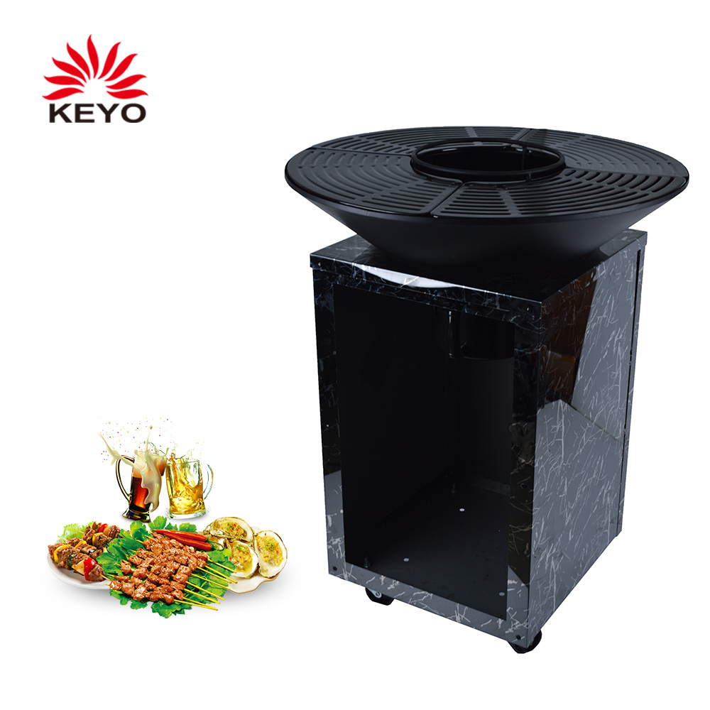 KEYO Model 24'' Vertical Standing Wood Burning Table Outdoor BBQ Fire Pit with container