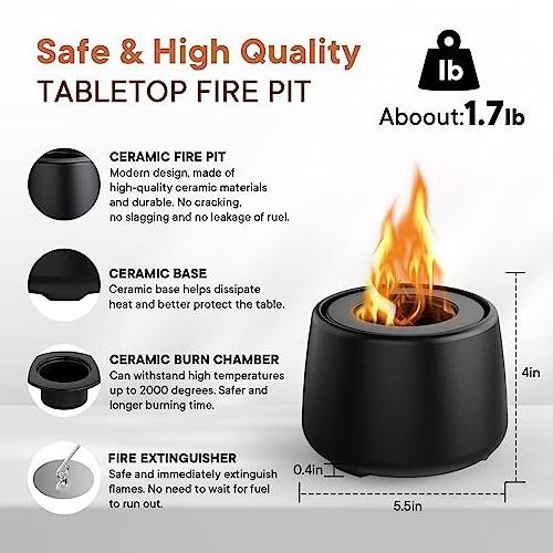 Portable Housewarming Gift Smokeless Camping Indoor Rubbing Alcohol Table Top Round Bowl Mini Fire Pit For Table