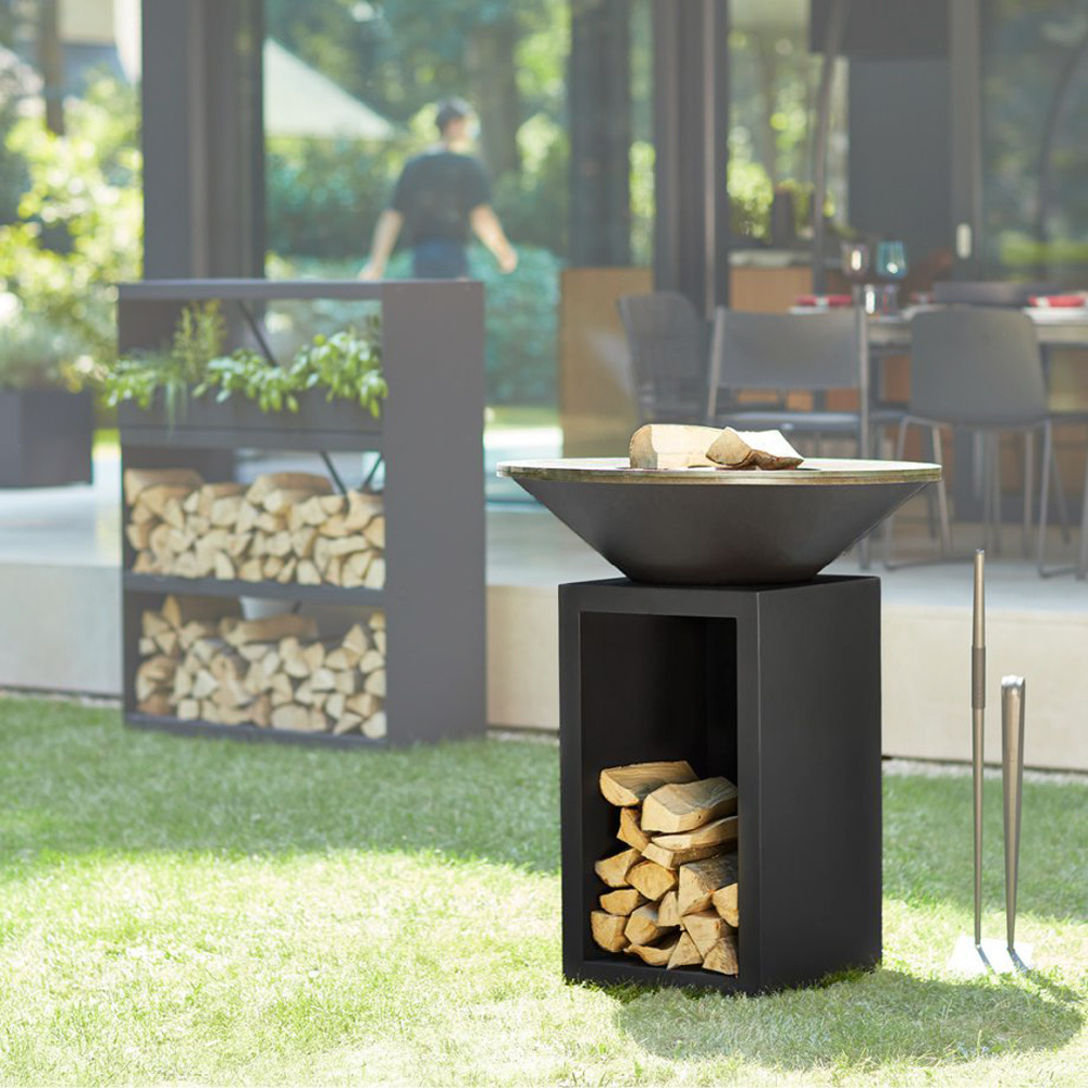 KEYO Firepits Freestanding Outdoor Wood Fired Big Table Fire Pits With BBQ Grill