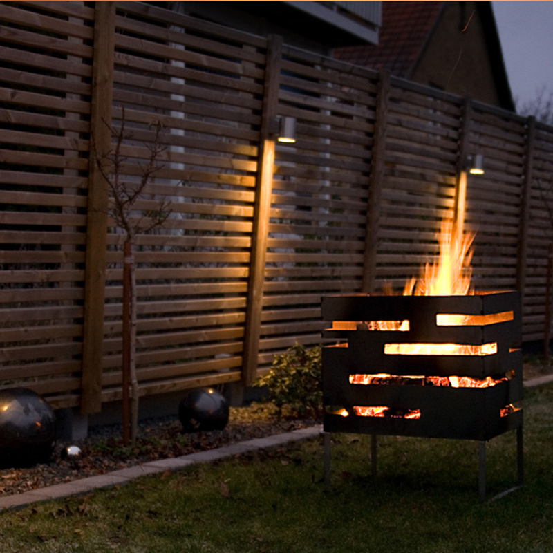 KEYO Fire Pits BBQ  Log Burner Black Powder Coated Paint Durable Steel Square CUBE fire basket