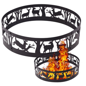 36" Wilderness Fire Ring Outdoor Planter Metal Above Ground Steel Fire Pit Ring