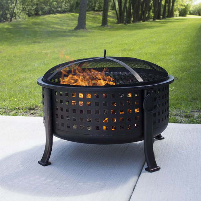 KEYO Steel Stamped Large Round Bowl Outdoor Cooking Wood Burning Fire Pit