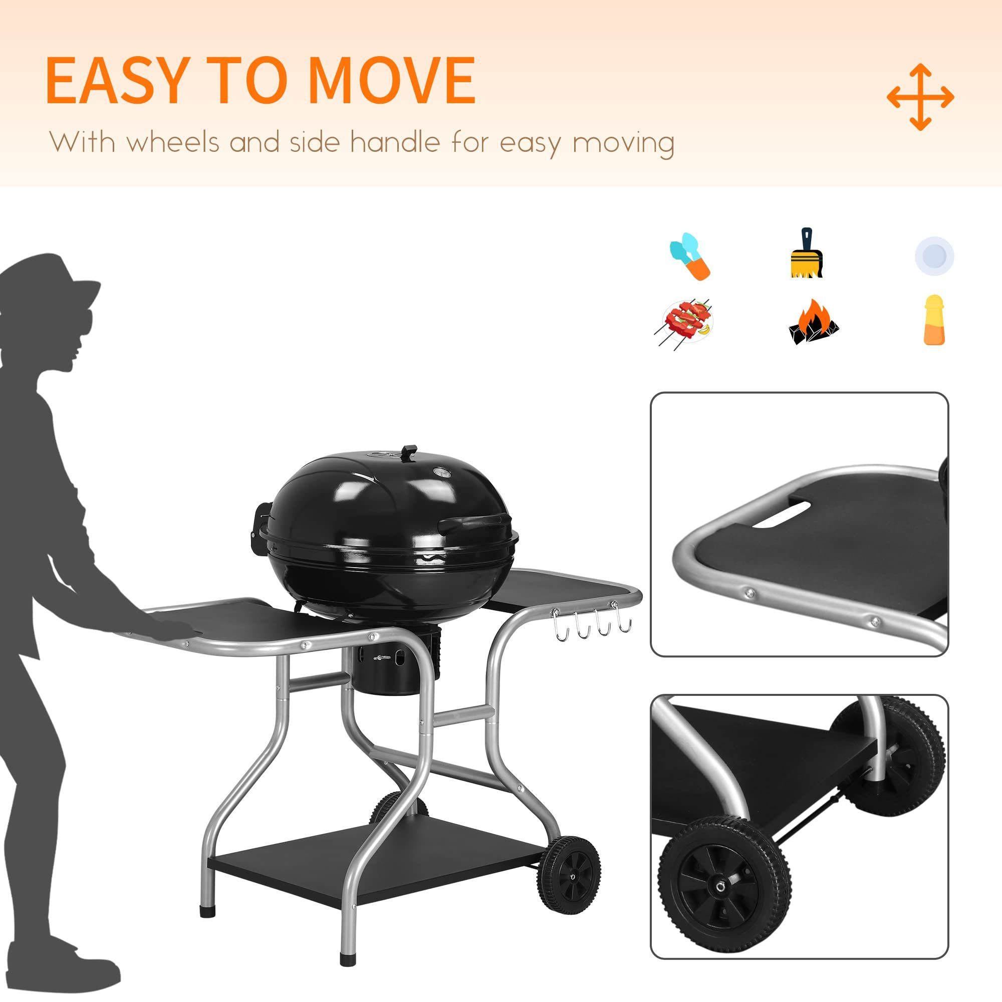 outdoor barbecue charcoal bbq grill kettle florabest trolley bbq grill