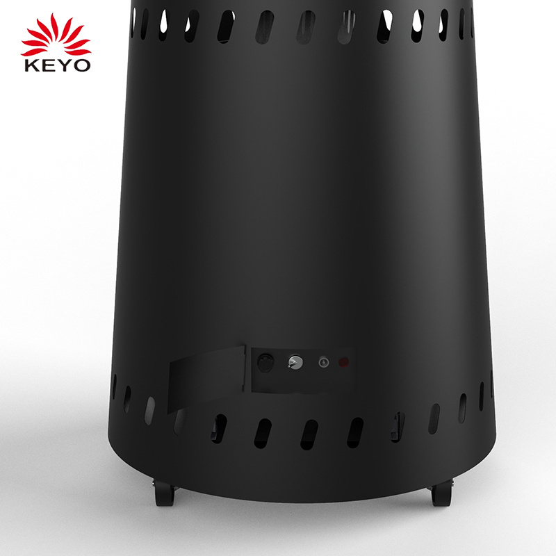 KEYO Manufacturer 14Kwh  Electric Fan Operated Black German Stove Eco Wood Burning Patio Smokeless Outdoor Pellet Heater